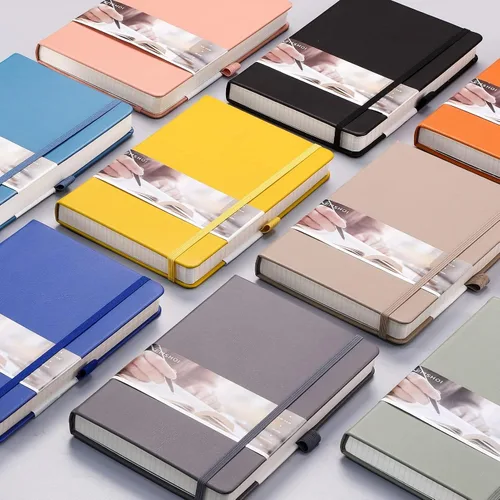 Miniatura 7 de EMSHOI Cuaderno de puntos - 256 páginas A5 con cuadrícula de puntos, papel punteado grueso de 120gsm, 16 páginas perforadas, tapa dura de piel Gris