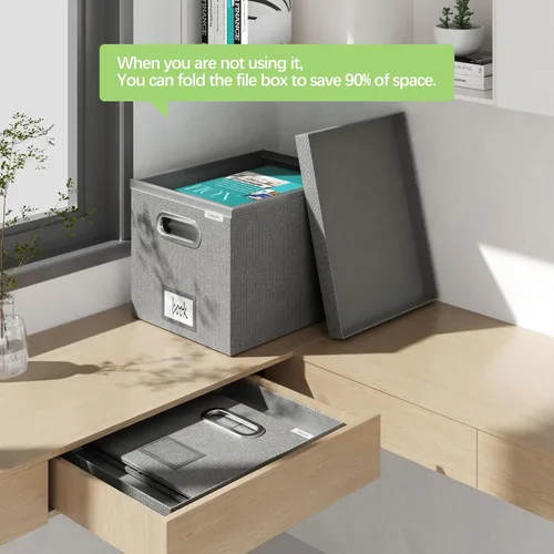 Miniatura 6 de Caja Organizadora de Archivos – Cajas de Archivos para Colgar Archivos con Tapa, Juego de 2 Carpetas Colgantes Decorativas Tamaño Carta Organizador