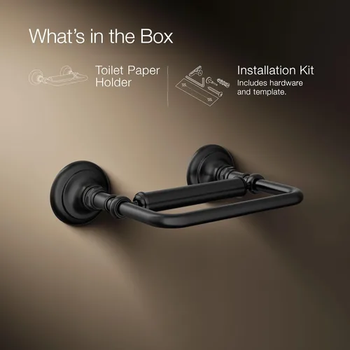 Miniatura 11 de Kohler K-72573 Artifacts - Soporte horizontal para pañuelos de barra única, color negro mate Mate negro