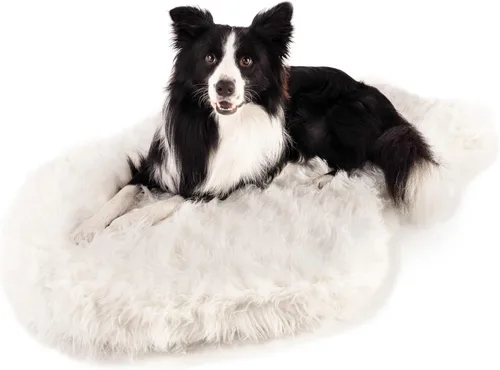Miniatura 10 de PAW Brands PupRug - Cama ortopédica para perros grandes con piel sintética suave y esponjosa y espuma viscoelástica para aliviar el dolor
