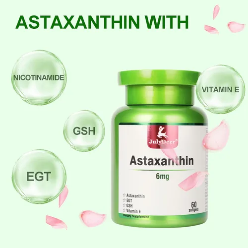 Miniatura 3 de JulyDeer Astaxantina 6 mg por porción, 60 cápsulas blandas – Microalgas de doble fuerza – Fuente natural de Haematococcus Pluvialis – Suplementos