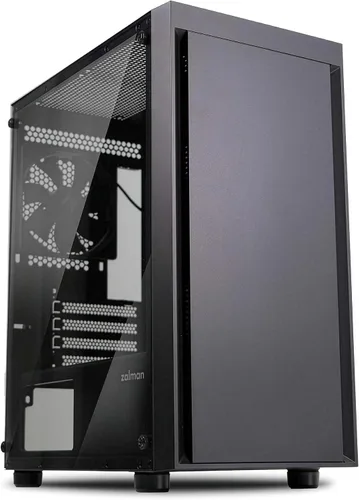 Zalman Funda para PC T3 Micro-ATX MATX, incluye 2 ventiladores no RGB de 4.724 in, panel lateral de vidrio templado completo, USB 3.0, compatible