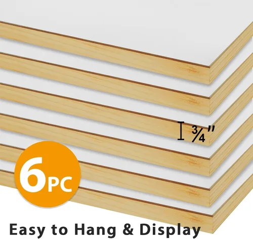 Miniatura 3 de PHOENIX Tableros de gesso para pintar, 8 x 10 pulgadas, 6 unidades, paneles de madera acunados de superficie gruesa de 3/4 pulgadas para pinturas al