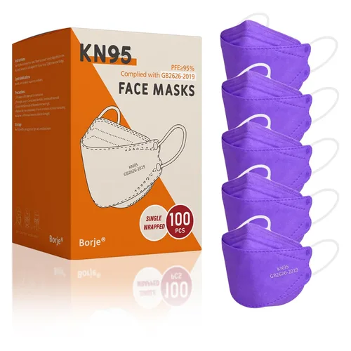 Miniatura 15 de Borje Mascarillas KN95, paquete de 50, transpirables, cómodas y desechables, mascarillas KN95 para adultos Azul polvoriento = 50