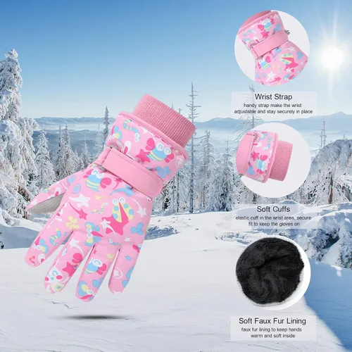 Miniatura 3 de Caudblor Guantes de esquí para niños, guantes de invierno impermeables para niños y niñas, guantes de invierno aislados para jóvenes de 7 a 12 años