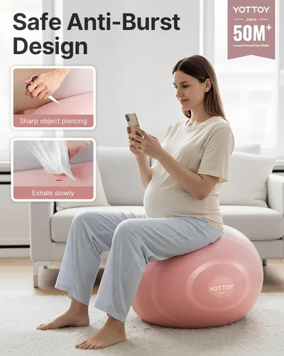 Miniatura 2 de YOTTOY - Pelota de ejercicio antiestallido para entrenamiento, yoga y embarazo, extragruesa para terapia física y fitness