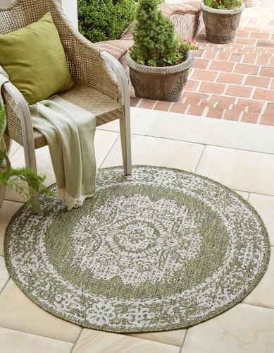 Miniatura 9 de Unique Loom Alfombra de la colección tradicional para exteriores, desgastada durante el tiempo (octágono de 5 pies y 3 pulgadas, azul/gris)
