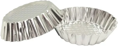 Miniatura 6 de MYStar Juego de 20 moldes de aluminio antiadherente de 3-3/4 pulgadas, diseño estriado, forma redonda, molde para tartaletas
