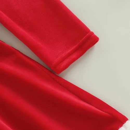 Miniatura 6 de woshilaocai Vestido de Navidad para niñas pequeñas, vestido de terciopelo con lazo de Papá Noel con sombrero, vestidos de fiesta para fotos
