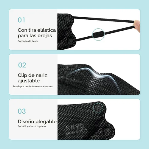 Miniatura 5 de LEMENT KN95 mascarillas faciales 100 unidades, mascarillas desechables transpirables negras para adultos y adolescentes