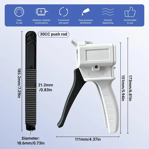 Miniatura 3 de Pistola dispensadora de pegamento, pistola de pegamento manual de 30ml con dispensador manual de plástico, herramienta de tubo único para presionar