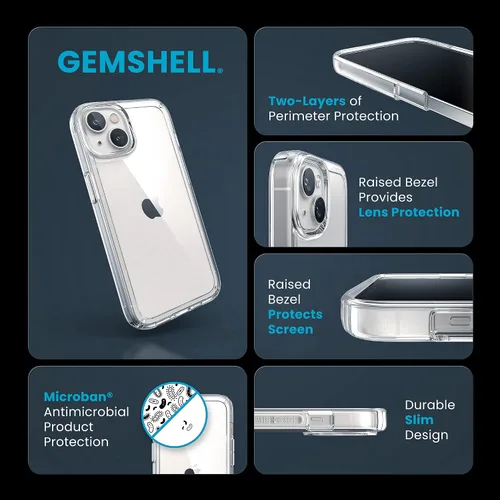 Miniatura 3 de Speck Funda transparente para iPhone 14 y iPhone 13 - Protección contra caídas, resistente a arañazos y anti-amarillamiento, funda de doble capa