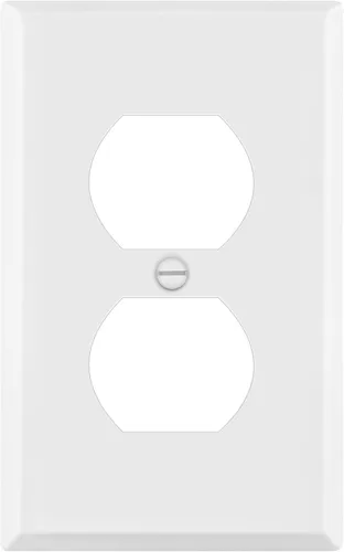 Miniatura 36 de ENERLITES Placa de pared de metal dúplex para receptáculos, cubierta de salida de acero inoxidable, resistente a la corrosión, tamaño de 1 banda