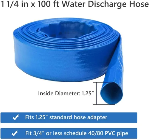 Miniatura 4 de Eastrans Manguera de Retrolavado Plana de PVC Azul de 1-1/4'' x 100 pies para Piscinas, Manguera de Descarga de Servicio Pesado Manguera de Drenaje