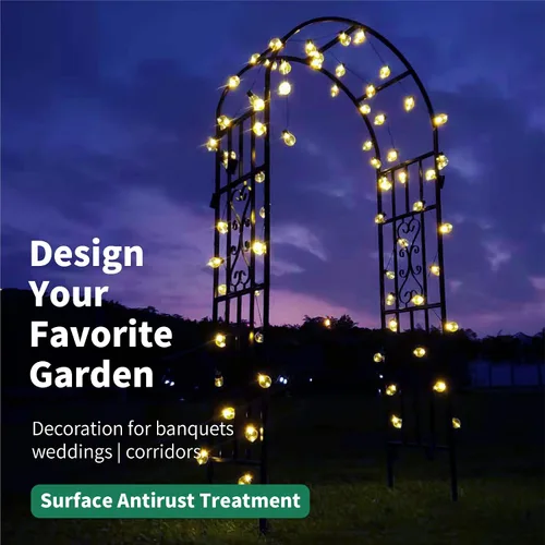 Miniatura 4 de Cenador de pérgola de metal, 100 pulgadas de alto x 45 pulgadas de ancho, arco de jardín para ceremonia de boda, fiesta, plantas de hierro curvado