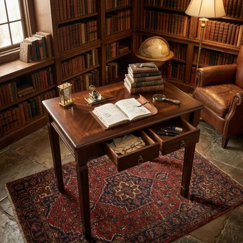 Miniatura 9 de Escritorio pequeño con 2 cajones de almacenamiento, escritorios de oficina en casa de 31.5 pulgadas, elegantes escritorios de madera con patas