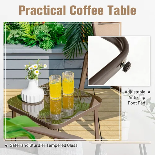 Miniatura 6 de Tangkula Juego de bistró para exteriores, 3 sillas reclinables apilables para patio con respaldo ajustable y plegable, reposacabezas extraíbles