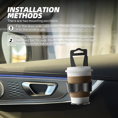 Miniatura 5 de Hovom Portavasos Colgante para Coche, Portavasos Portátil de Plástico para Puertas, Ventanas, Reposacabezas, Asiento Trasero de Coche, Organizador