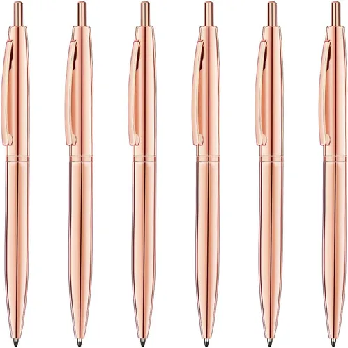 Miniatura 6 de Unibene Paquete de 6 bolígrafos negros y plateados, tinta negra de punta media de 0.039 pulgadas con 6 recambios de acero inoxidable para negocios