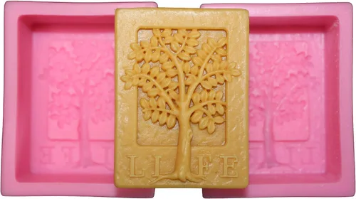 Molde de jabón de silicona con patrón de árbol para fabricación de jabón natural para el cuidado de la piel, productos de cuidado de la piel de