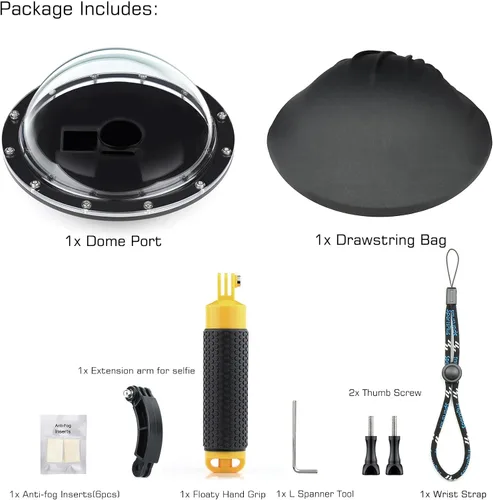 Miniatura 8 de GEPULY Puerto domo de 6 pulgadas para cámara DJI OSMO Action 3 4 5 Pro, carcasa impermeable integrada y agarre de mano flotante, brazo de extensión