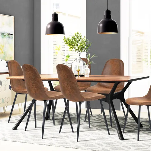 Miniatura 8 de FurnitureR Juego de 4 sillas de comedor, asiento de comedor tapizado de tela de felpilla con patas de metal resistentes, sillas laterales de Beige
