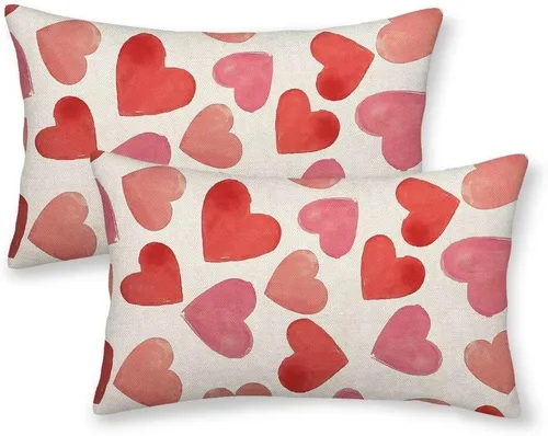 Miniatura 7 de BETGINY Fundas de almohada rosas de San Valentín de 18 x 18 pulgadas, paquete de 2, fundas de almohada decorativas de lino para dormitorio, hogar
