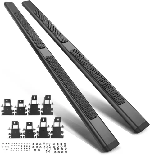 Miniatura 7 de PM PERFORMOTOR Estribo azul de 4 pulgadas de acero inoxidable con escalón lateral Nerf con peldaños caídos compatible con Jeep Wrangler JL Unlimited
