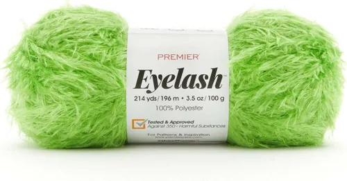 Premier Yarns Hilo de pestañas, hecho de poliéster, hilo voluminoso para ganchillo y tejido, perfecto para juguetes y detalles decorativos, lima