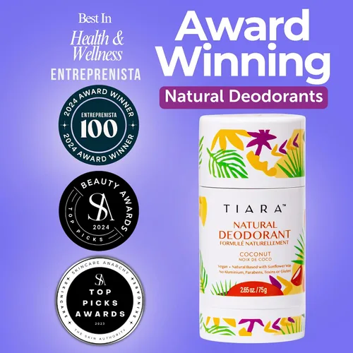 Miniatura 4 de TIARA - Desodorante natural sin aluminio para mujeres y hombres, protección contra olores de larga duración, desodorante para todo el cuerpo,