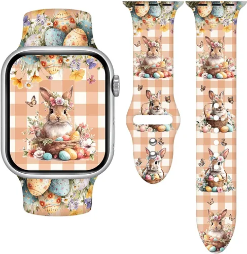 Miniatura 15 de Correa de reloj Holidays compatible con Apple Watch Series 11 10 9 8 7 6 5 4 3 Ultra SE para mujeres y hombres, correa de calabaza de silicona suave