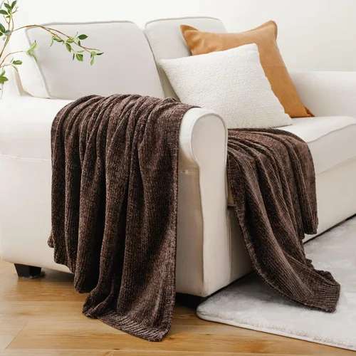 Miniatura 6 de Manta de punto gofre con textura suave para sofá, cama individual, niños y adultos, 50 x 60 pulgadas, manta de punto de felpilla, manta bohemia
