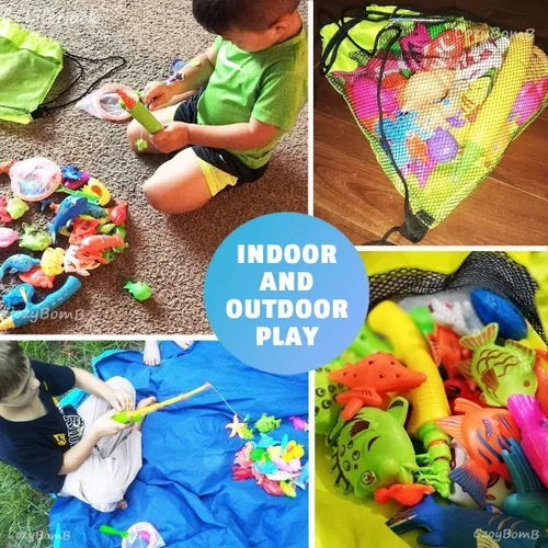 Miniatura 8 de CozyBomB™ Juego de juguetes de pesca magnética para niños Mesa de agua, bañera, piscina infantil, fiesta, caña con red, peces de plástico