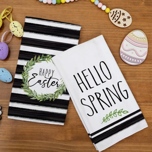 Miniatura 7 de ARKENY Juego de 2 toallas de cocina de Pascua, 18 x 26 pulgadas, ultra absorbentes, paño de secado de barra, feliz Pascua, color verde