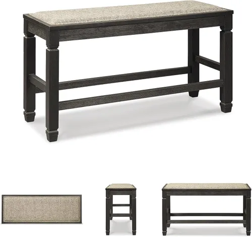 Miniatura 7 de Signature Design by Ashley Tyler Creek Urban Farmhouse - Banco de comedor tapizado con altura de mostrador, casi negro