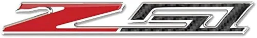 West Coast Corvette / Camaro C6, C7, C8 Z51 Emblema de pastinaca en relieve, adhesivo con aspecto de fibra de carbono y detalles cromados para