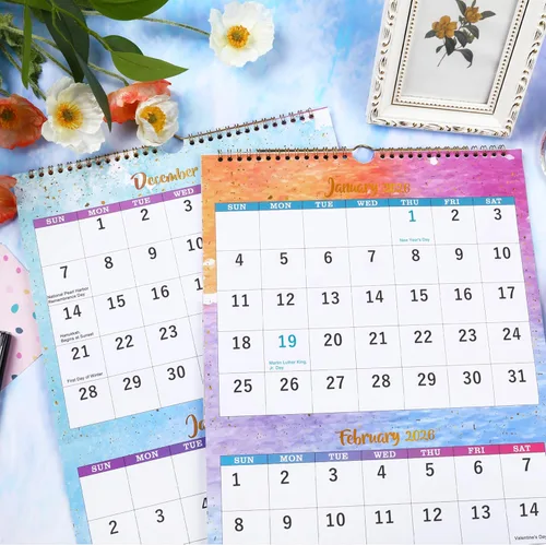 Miniatura 7 de Calendario de pared 2025 – Calendario de pared de 3 meses (plegado en un mes), enero de 2025 a diciembre de 2025, 11.25 x 26 pulgadas, calendario