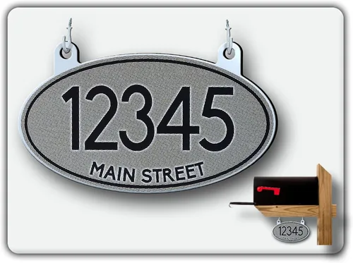 Miniatura 19 de Curb N Sign Placas de Números Colgantes para Buzón - Hechas de Material Compuesto de Aluminio - Súper Reflectantes, Opciones de Doble Cara Números
