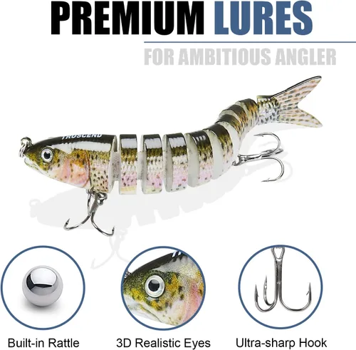 Miniatura 5 de TRUSCEND Swimmax - Señuelos de pesca realistas para agua salada y agua dulce, para trucha lucioperca, lucio, salmón azul, cebo, pesca de lubina
