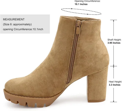 Miniatura 2 de JABASIC Botines de tacón alto para mujer, botines de plataforma gruesa