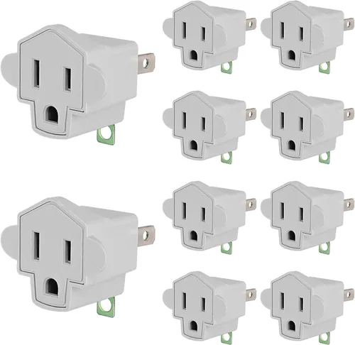 Miniatura 14 de JACKYLED - Clavija convertidora de 3 a 2 navajas, adaptador de toma a tierra. Convertidor de pared de material ignífugo resiste hasta 392 °F