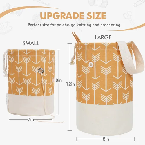 Miniatura 2 de TOGETRUE Bolsa de Hilo, Bolsa Pequeña para Tejer y Ganchillo, Organizador de Bolsas de Almacenamiento de Hilo Portátiles para Proyectos de Amarillo