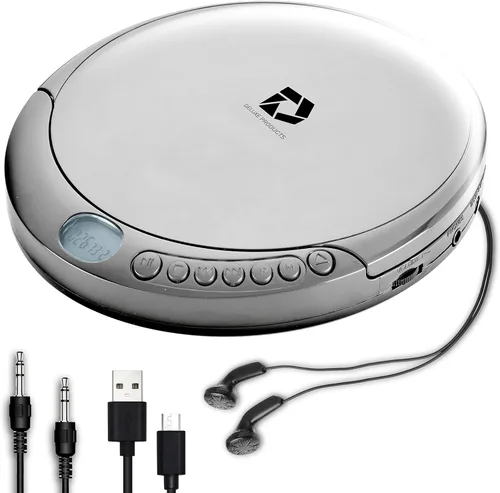 Miniatura 9 de Deluxe Products Reproductor de CD portátil con protección antideslizante de 60 segundos, auriculares estéreo, incluye cable de entrada auxiliar