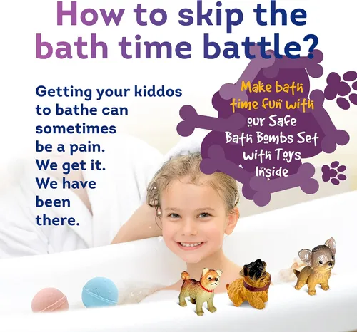 Miniatura 7 de Bombas de baño orgánicas para niños con juguetes sorpresa dentro de cachorros pequeños - Bombas de burbujas naturales y seguras con aceites