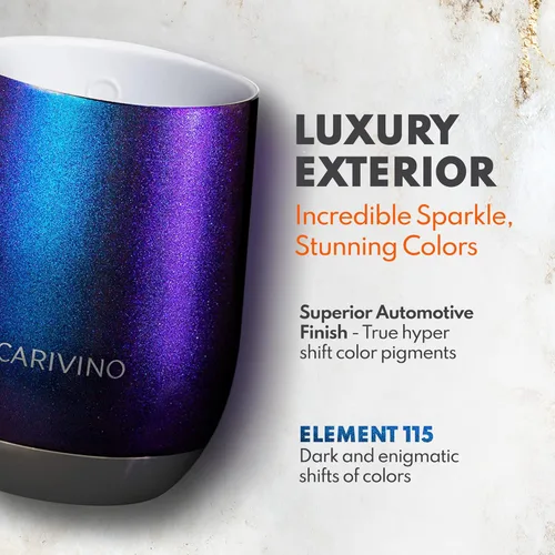Miniatura 5 de Carivino Vaso de vino de lujo con interior de cerámica, base de corcho genuino y tapa Tritan, aislamiento al vacío de acero inoxidable avanzado
