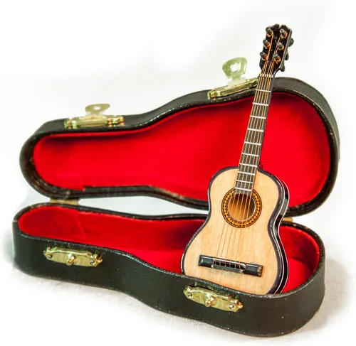 Miniatura 2 de Sky Mini guitarra acústica de 4 pulgadas con acabado natural, guitarra acústica en miniatura de 4 pulgadas con soporte de exhibición, gran regalo