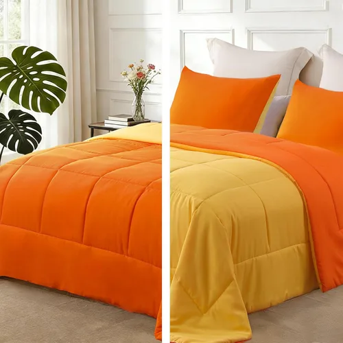 Miniatura 17 de Exclusivo Mezcla Juego de edredón ligero reversible tamaño individual, edredón alternativo al plumón con 1 funda de almohada, juego de ropa de cama