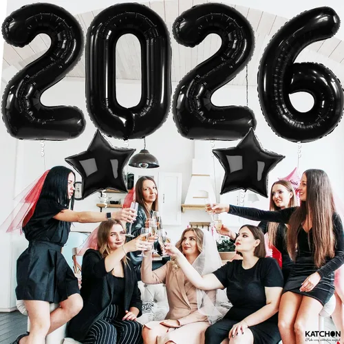Miniatura 8 de Katchon, Globos gigantes negros grandes 2026 – 42 pulgadas Globos de graduación 2026 con globos de estrella negra para decoraciones de graduación