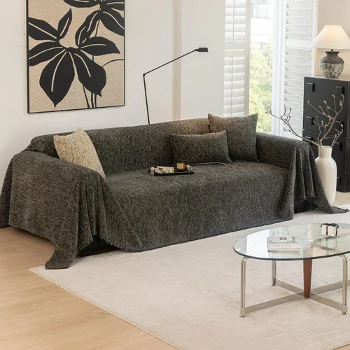Miniatura 76 de ROOMLIFE Funda de sofá con estampado de leopardo para sofá de 3 plazas, lavable, protector de muebles para perros, funda de sofá suave