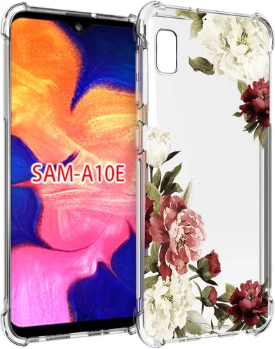 Miniatura 2 de Funda para Galaxy A10E, funda para teléfono Galaxy A10E con flores, delgada a prueba de golpes, patrón floral transparente, suave, flexible, TPU